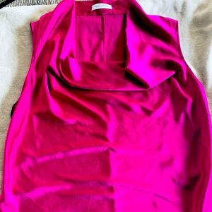 Hot pink cowl neck blouse